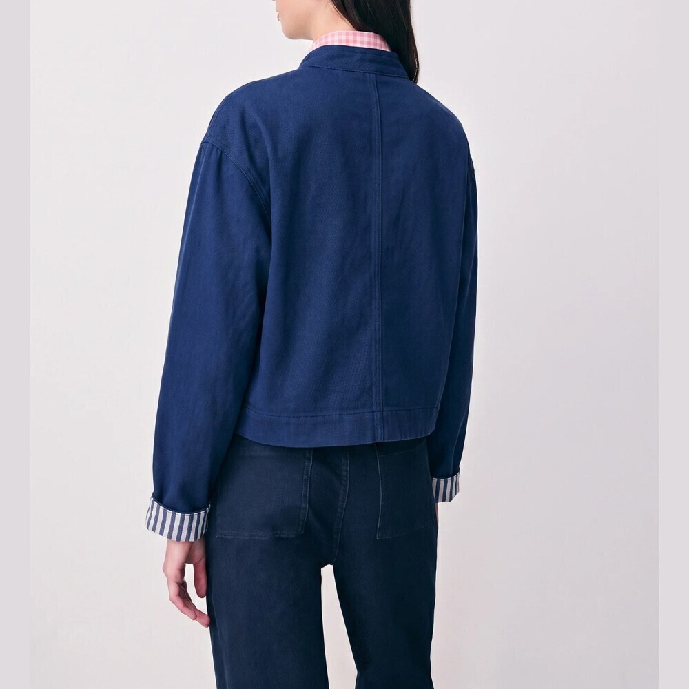 Navy Denim Round Cropped Jacket with Frog Toggle Closures - Picture 3 of 7